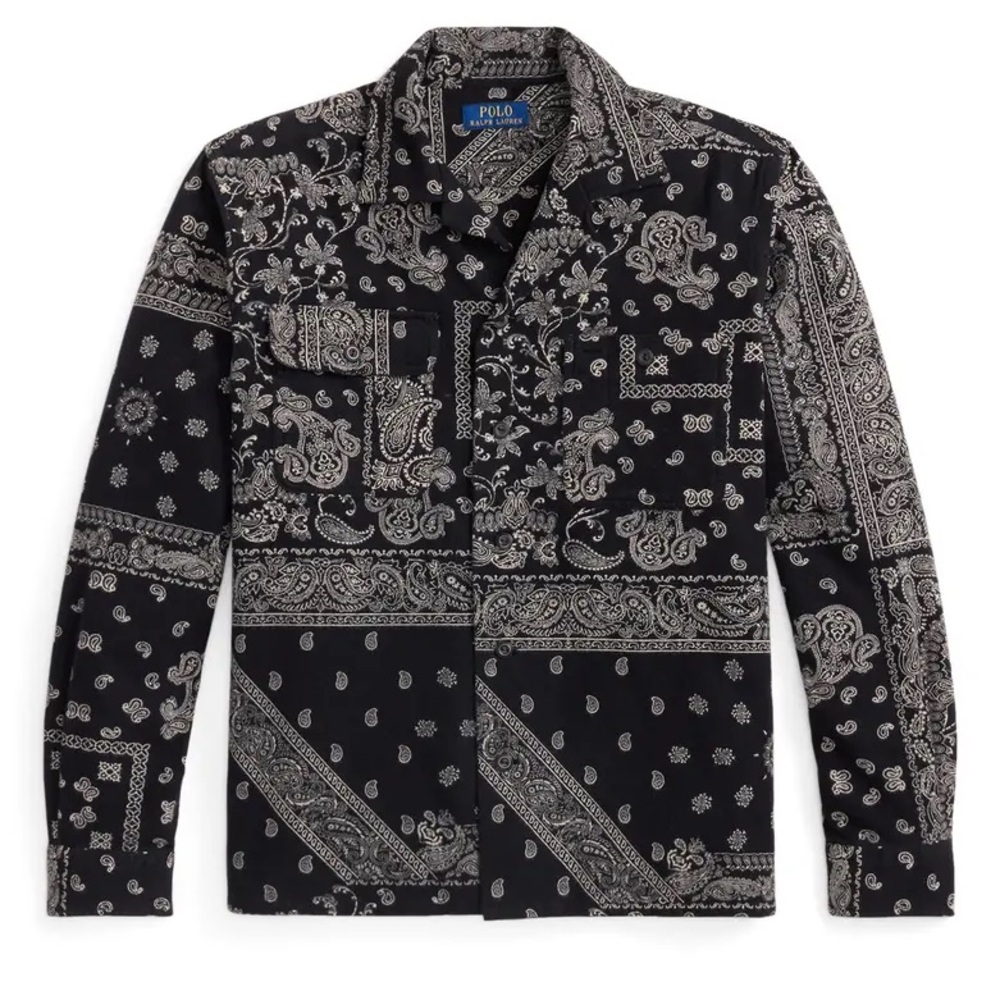 NWT Polo Ralph Lauren Classic Fit Bandana Print Flannel Long Sleeve Camp Shirt
